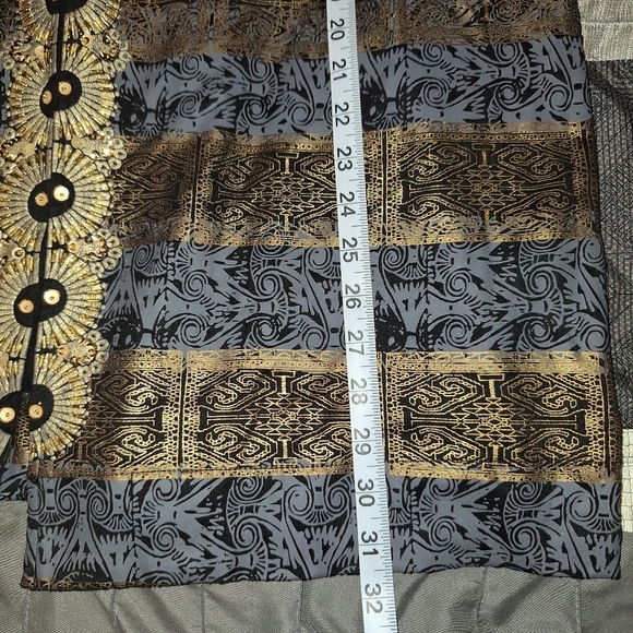 Chico's Sz 3/XL Egyptian Revival Gold Fancy Modernist Jacket Tunic Top Cardigan - Picture 12 of 13